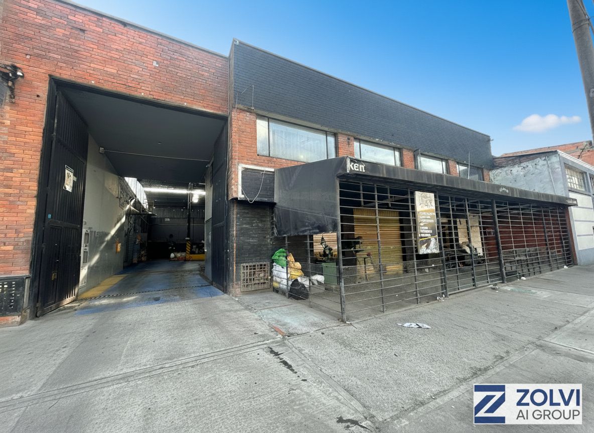Fachada exterior bodega grande 644m² — Calle 9, Zona Pensilvania, Bogotá