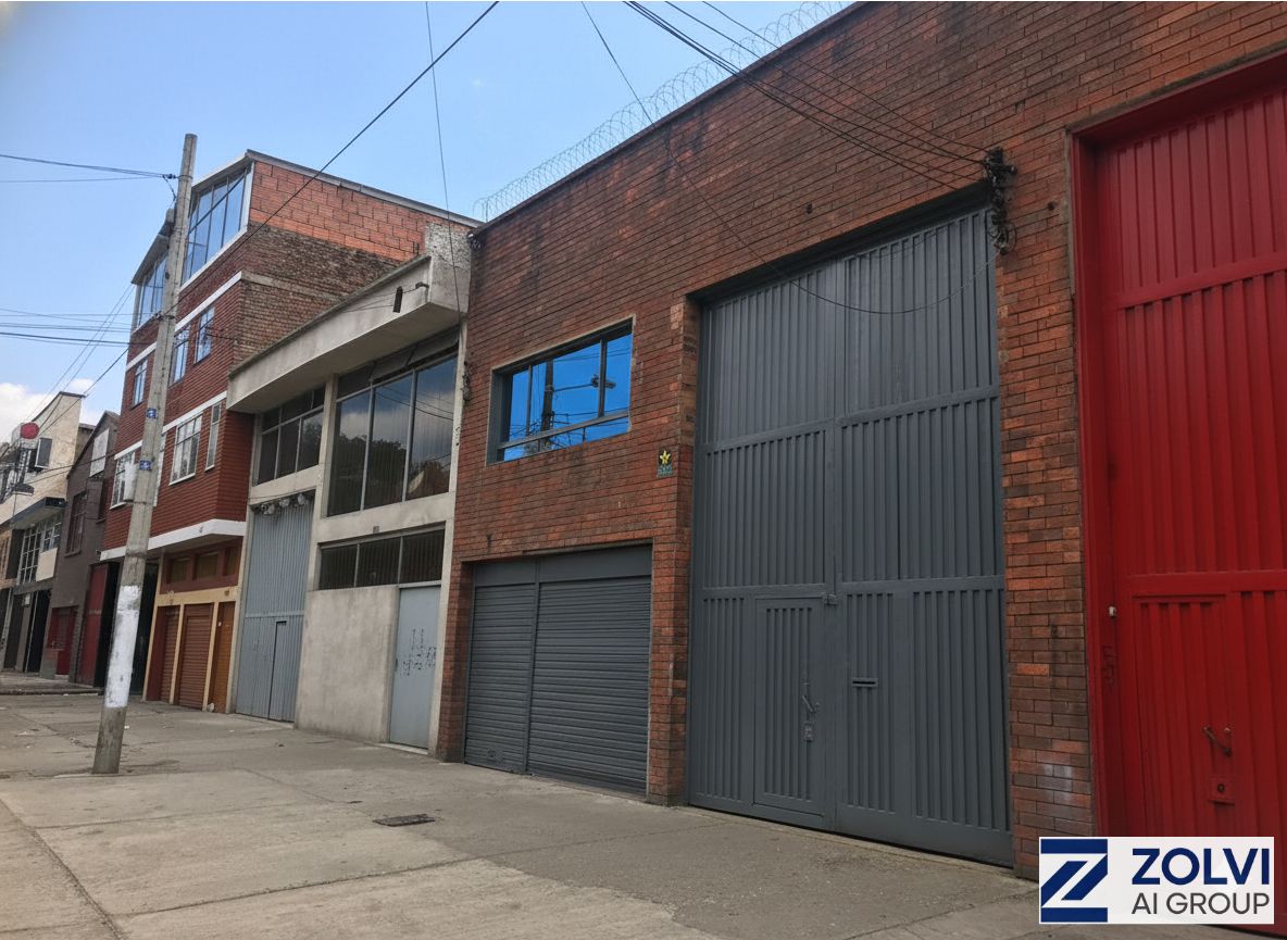Fachada exterior bodega pequeña 281m² — Calle 9, Zona Pensilvania, Bogotá